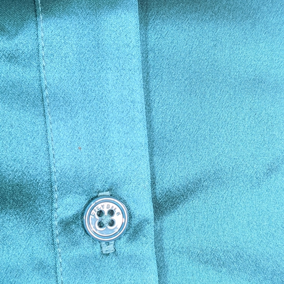 LilySilk teal silk blouse buttondown XS NIB - Picture 7 of 9